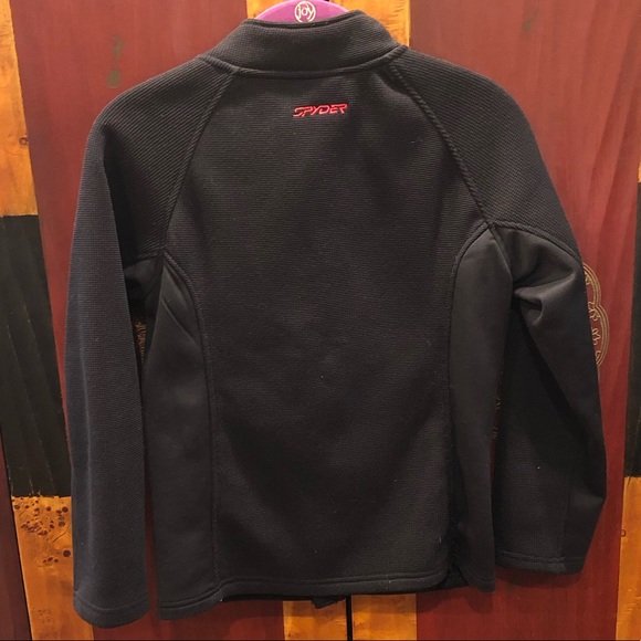 Spyder Sweater Jacket Full Zip Strike Jacket Black Red Kids Size Medium 10/12 - Picture 3 of 15